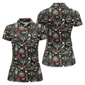 Occult Theme Sketch Style Hawaiian Golf Shirt, Women's Golf Tops, Ladies Golf Shirts