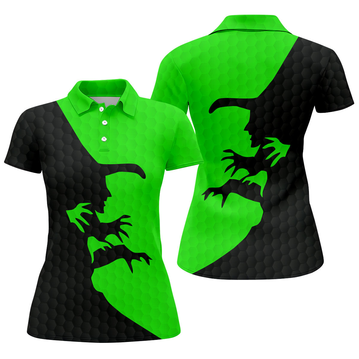 Green Witch Silhouette Halloween Golf Shirt, Halloween Shirt For Women, Women's Halloween Apparel