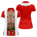 Funny Santa Gold Chain Christmas Golf Shirt, Women’s Golf Polo, Women’s Golf Apparel
