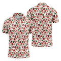 Cute Christmas Dessert Pattern Golf Tops For Men, Cartoon Character Polo Shirts For Men, Christmas Golf Shirt
