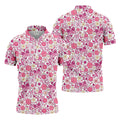 Breast Cancer Pink Ribbon Floral Golf Shirt, Cancer Awareness Shirt, Polo Shirts For Men, Golfing Apparel