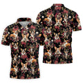 Cute Corgi Floral Hawaiian Pattern Polo Shirt, Mens Golf Polo, Funny Golf Shirt