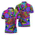 Neon Psychedelic Abstract Eye Pattern Golf Shirt, Mens Golf Polo, Printed Golf Shirts, Golf Polo Shirts For Men