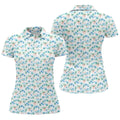 Watercolor Palm Tree Hawaiian Golf Shirt, Summer Vibe Women's Golf Tops, Ladies Golf Shirts
