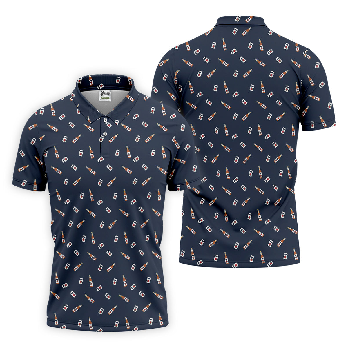 Beer Bottle Vs Can Seamless Pattern Golf Tops For Men, Golf And Beer Golf Shirts For Men