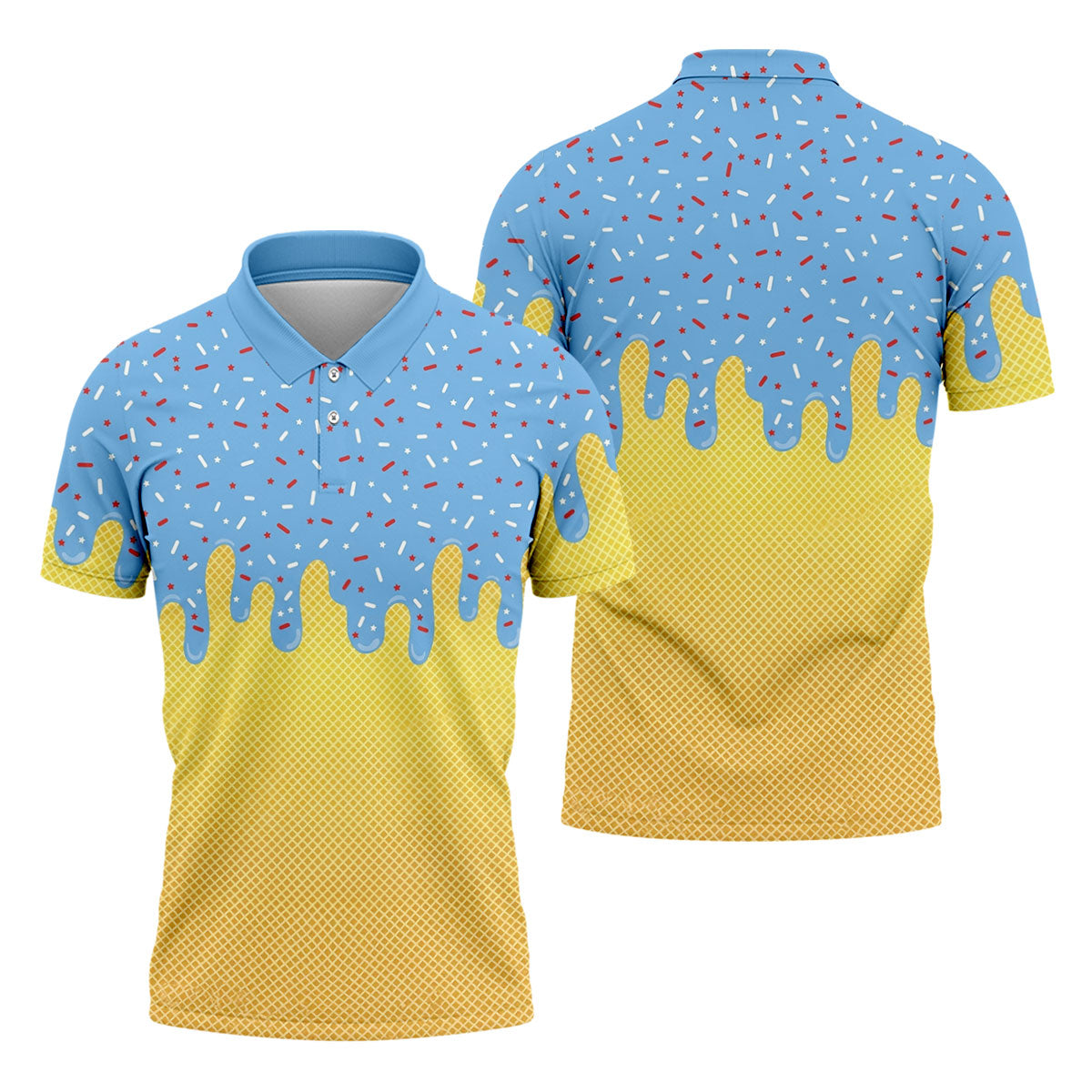 Ice Cream Pattern Hawaiian Golf Shirt, Summer Vibe Men's Golf Shirt, Polo Shirts For Men