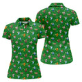 Christmas Characters Golf And Beer Green Women's Funny Golf Shirts, Christmas Golf Shirt, Polo Shirts For Women