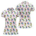 Easter Dinosaur Gradient Pattern Women Golf Top, Fun Women's Golf Shirts, Ladies Golf Shirts