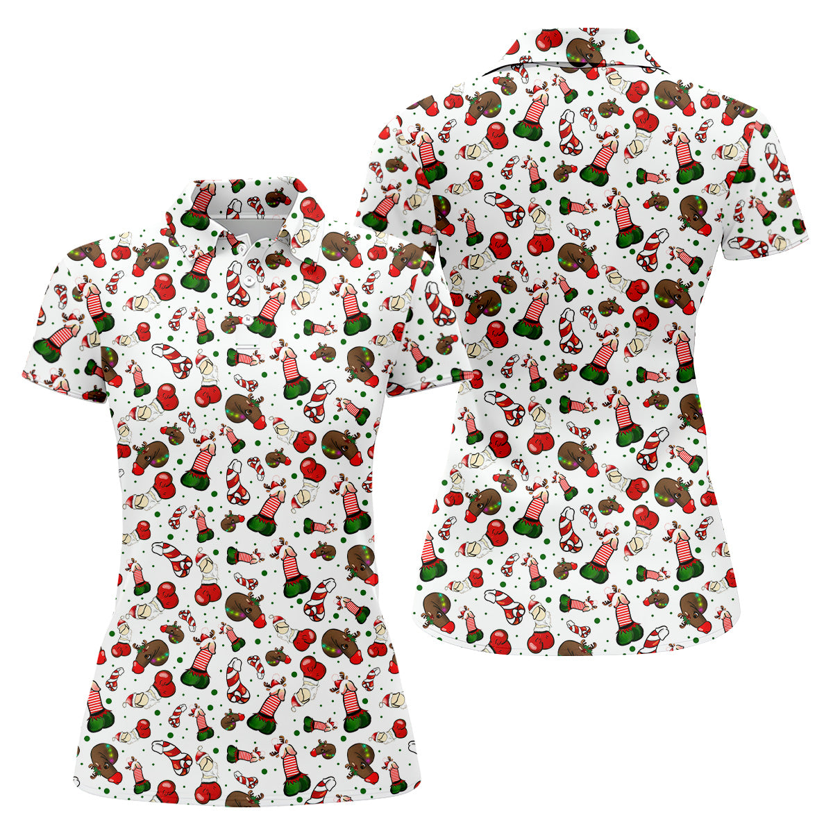 Funny Christmas Women's Golf Tops, Funny Dirty Ladies Golf Polos, Christmas Golf Shirt, Golfing Apparel