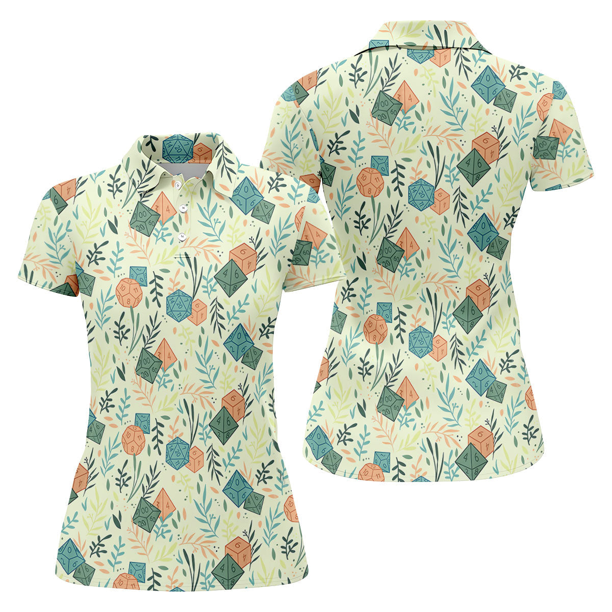 Polyhedral Dice Dragon Game Tropical Vibe Women's Golf Tops, Women's Polo Shirt, Ladies Golf Shirts