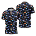 Colorful Dinosaur Hawaiian Golf Shirt, Cute Golf Outfit, Men's Golf Shirt, Polo Shirts For Men