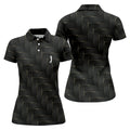 Black And Gold Geometric 3D Pattern Women's Golf Tops, Golf Shirt For Women, Ladies Golf Shirts