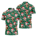 Custom Face Candy Cane Pattern Green Golf Shirt, Christmas Golf Shirt, Polo Shirts For Men, Golf Gift For Men