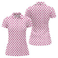 The Pink Taco Seamless Pattern White Golf Shirt, Women's Golf Tops, Tacos Lover Golf Gift For Ladies