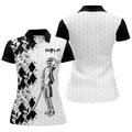 Golf Skeleton Splatter Effect Argyle Pattern Women's Golf Tops, Ladies Golf Shirts
