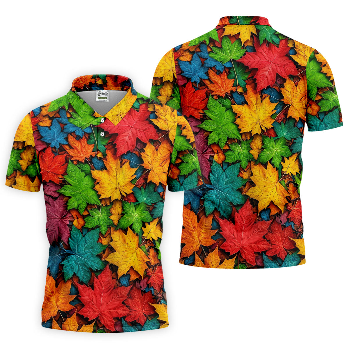 Vibrant Maple Leaf Autumn Forest Hawaiian Golf Polo, Golf Tops For Men, Golfing Apparel