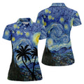 Van Gogh Starry Night Tropical Palm Tree Golf Shirt, Golf Polo For Women, Printed Golf Shirt
