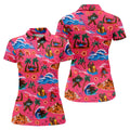 Pink Bigfoot Aloha Beach Vacation Golf Shirt, Golf Polo For Women, Printed Golf Shirt