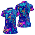 Vibrant Abstract Liquid Pattern Golf Shirt, Hawaiian Golf Shirt, Ladies Golf Tops, Performance Golf Shirt,