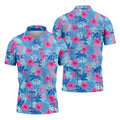 Blue Hibiscus Disc Golf Polo Shirt, Hawaiian Golf Shirt, Mens Golf Shirts