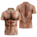 Funny Hairy Man Body Illusion Design Hawaiian Golf Shirt, Golf Shirts For Men, Polo Shirts For Men