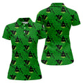 Green Witch Bubble Pattern Halloween Polo Shirt, Ladies Golf Shirts, Golf Polo For Women