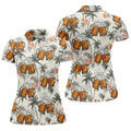 Tropical Palm Trees and Frosty Beer Mug Hawaiian Golf Polo, Golf Tops For Women, Golfing Apparel