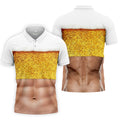 Bubbly Beer Foam Faux Abs Sleeveless Crop Golf Shirt, Printed Golf Shirts, Mens Golf Apparel