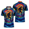 Tie Dye Bigfoot Fishing Forest Golf Shirt, Mens Golf Apparel, Printed Golf Shirts