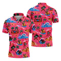 Pink Bigfoot Aloha Beach Vacation Golf Shirt, Mens Golf Polo, Printed Golf Shirts