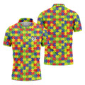 It's Okay To Be Different Autism Puzzle Golf Tops For Men, Autism Awareness Colors Golf Shirts For Men