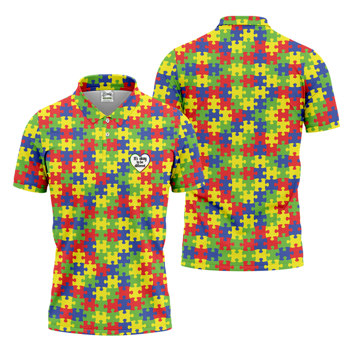 It's Okay To Be Different Autism Puzzle Golf Tops For Men, Autism Awareness Colors Golf Shirts For Men
