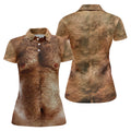 Realistic Hairy Chest and Back Body Hawaiian Golf Polo, Golf Tops For Women, Golfing Apparel