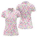 Faith Hope Love Floral Breast Cancer Polo Shirt, Golf Tops For Women, Printed Golf Shirt