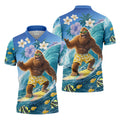 Surfing Bigfoot Riding Ocean Waves Design Hawaiian Golf Polo, Golf Tops For Men, Golfing Apparel