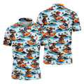 Funny Dachshund Surfing Beach Hawaiian Golf Shirt, Summer Vibe Golf Shirts For Men