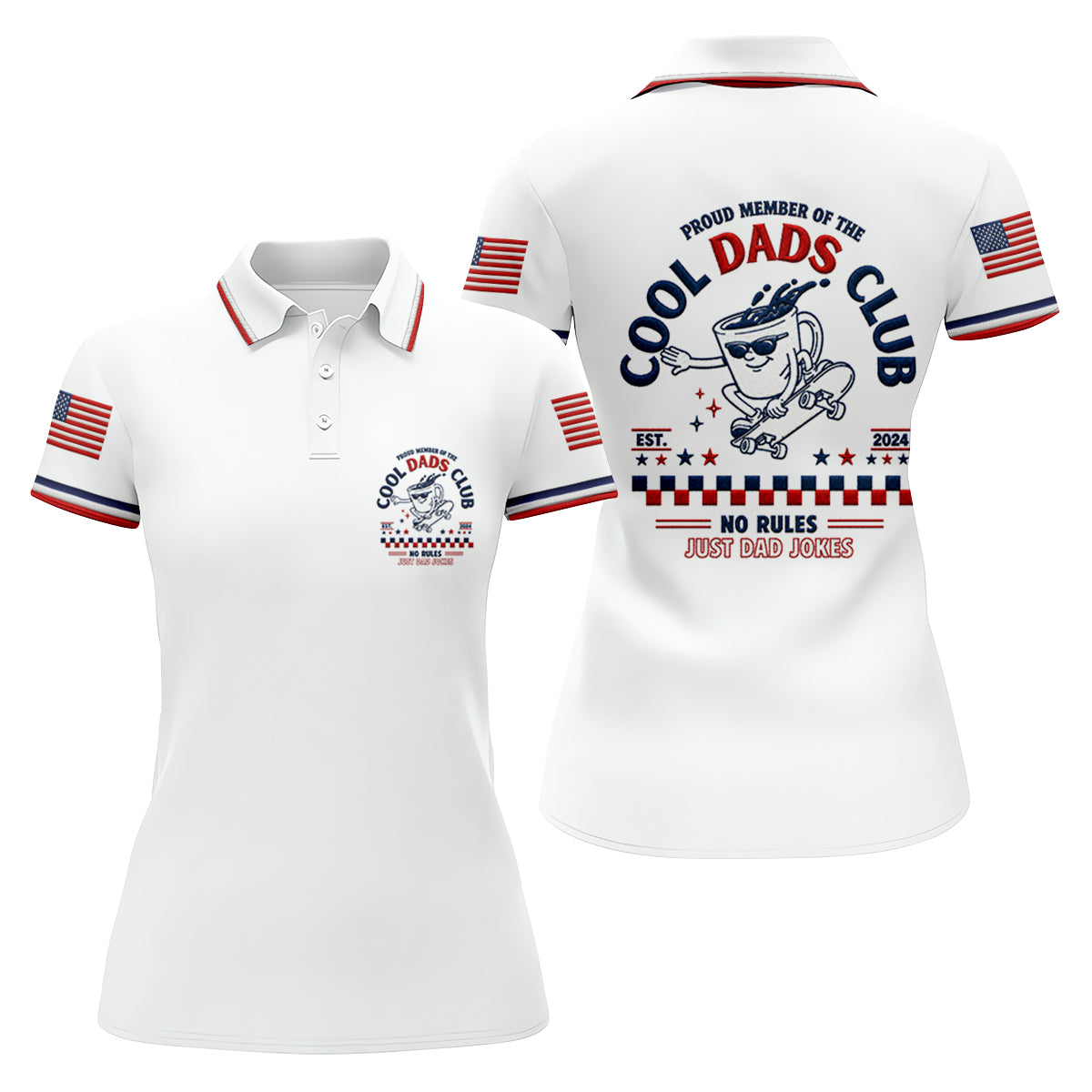 Cool Dads Club All-Over Print Golf Polo, Golf Tops For Women, Golfing Apparel