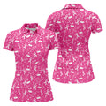 Awareness Ribbon Hot Pink Golf Shirt, Cancer Awareness Shirt, Ladies Golf Shirts, Golfing Apparel