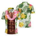 Tan Skin Tropical Muscle Chest Hawaiian Golf Polo Shirt, Golf Apparel For Men, Printed Golf Shirts