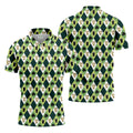 Green And White Argyle Pattern Beer St Patrick's Day Golf Shirt, Golf Tops For Men, Polo For Men