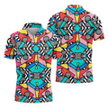 Abstract Geometric Pop Art Golf Polo Shirt, Men's Golf Shirt, Mens Golf Apparel
