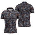 Funny Golf Bourbon Cigar Pattern Polo Shirt, Golf Polo Shirts For Men, Mens Golf Apparel