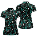 Skull Potion Halloween Pattern Polo Shirt, Golf Tops For Women, Womens Golf Apparel