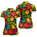 Vibrant Maple Leaf Autumn Forest Hawaiian Golf Polo, Golf Tops For Women, Golfing Apparel