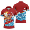 Men's Funny Santa Surfing Men's Golf Polo, Christmas Golf Shirt, Golf Apparel For Men