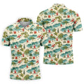 Christmas Santa Surfing Tropical Hawaiian Golf Shirt, Golf Shirts For Men, Printed Golf Shirts