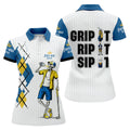 Fore-Ona Extra Blue Yellow Skeleton Golfer Beer Polo Shirt, Women’s Golf Apparel, Golf Shirts For Women