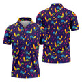 Retro Rooster Golf Shirt, Colorful Country Pattern Polo, Polo Shirts For Men