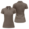 Cream Text Pattern Golf Polo Shirt, Golf Shirts For Women, Women’s Golf Apparel Beige