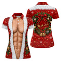 Santa Muscle Body Christmas Golf Shirt, Womens Golf Tops, Ladies Golf Shirts